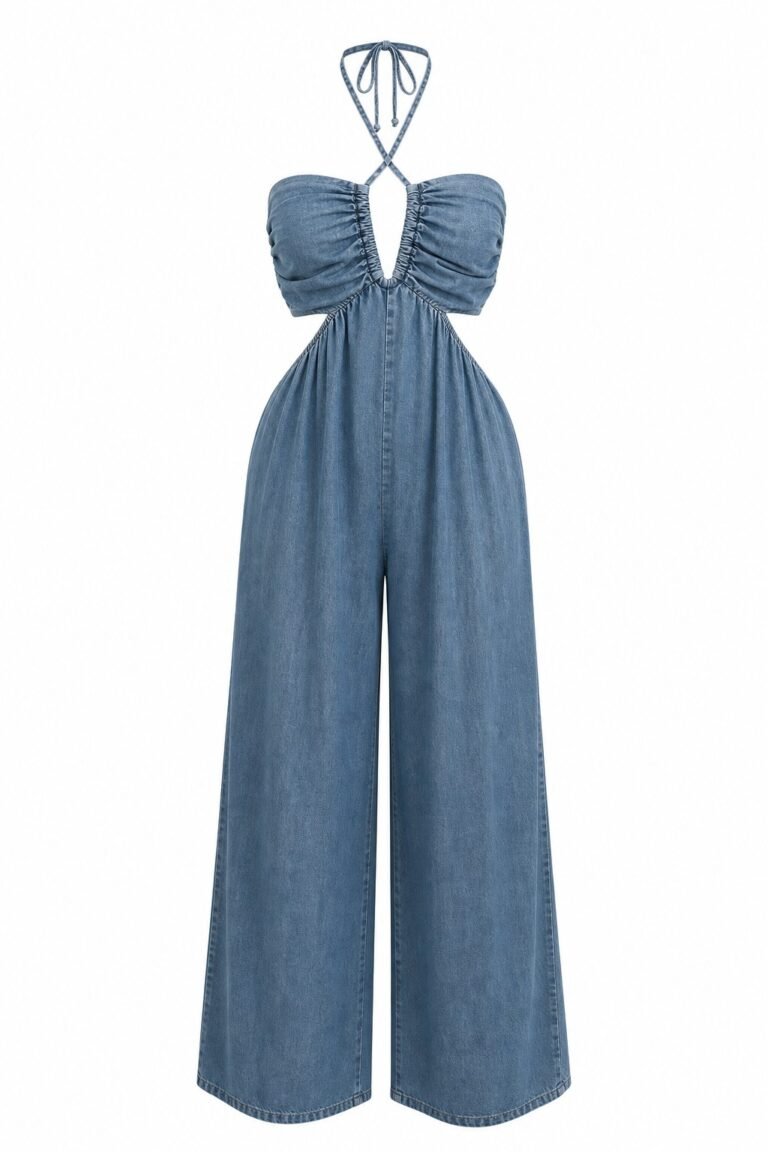 Macacao Jeans Luna Frente Unica