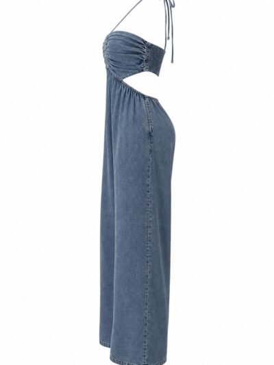 Macacao Jeans Luna Frente Unica
