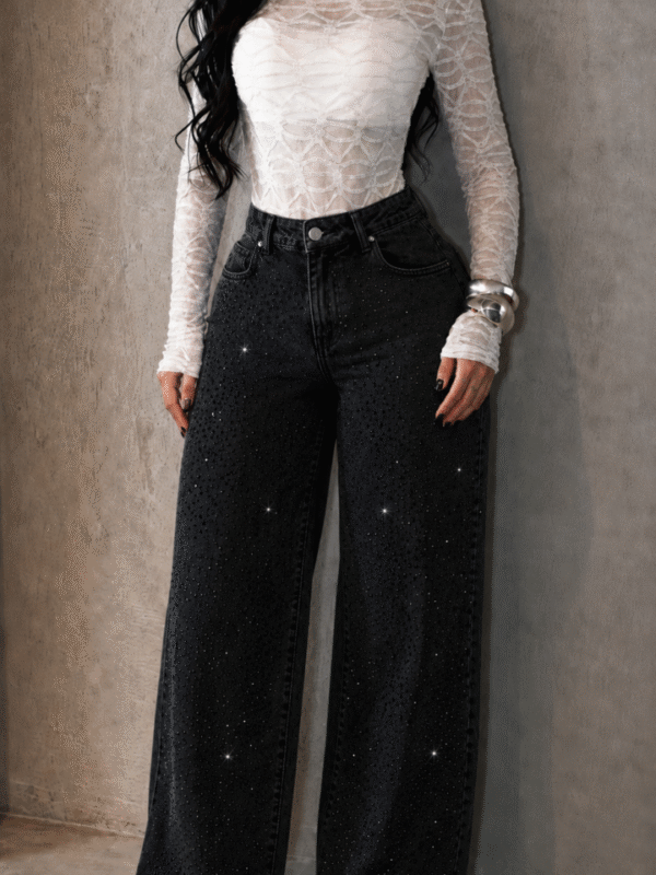 Calça Wide Leg Shine Preta