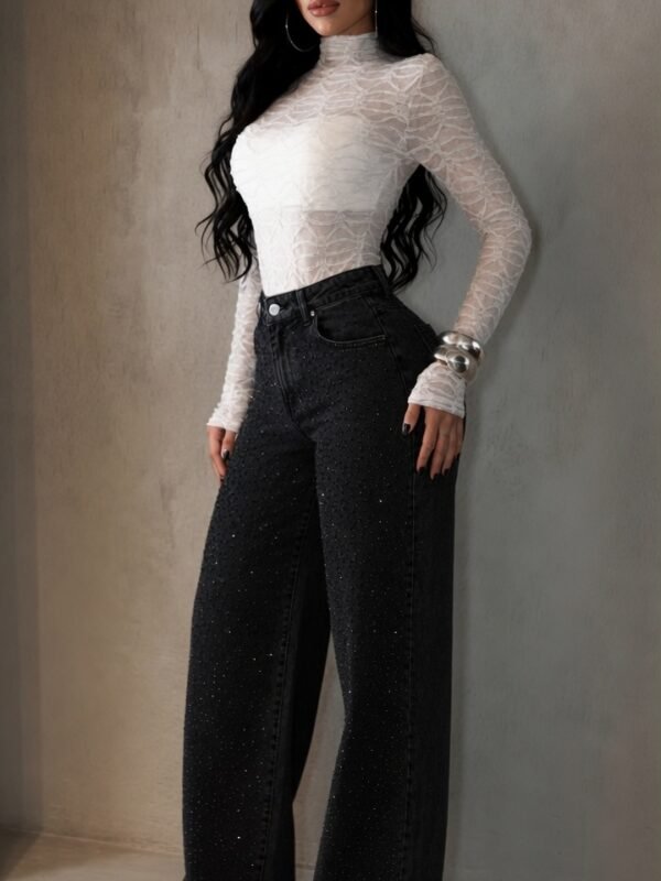 Calça Wide Leg Shine Preta