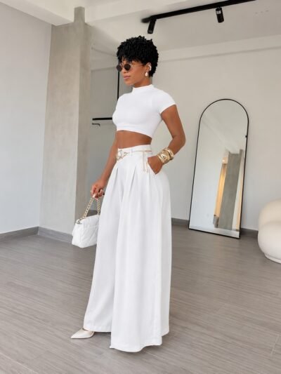 Calça Pantalona Alfaiataria Premium - Off-White