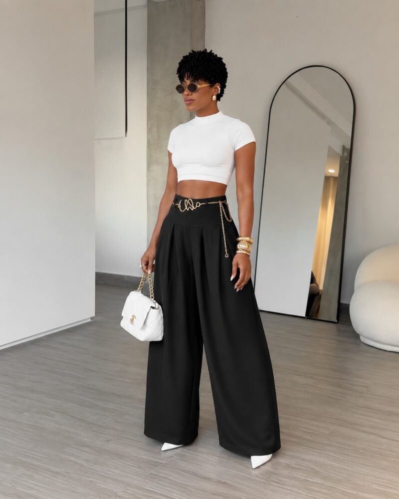 Calça Pantalona Alfaiataria Premium - Preto