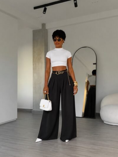 Calça Pantalona Alfaiataria Premium - Preto