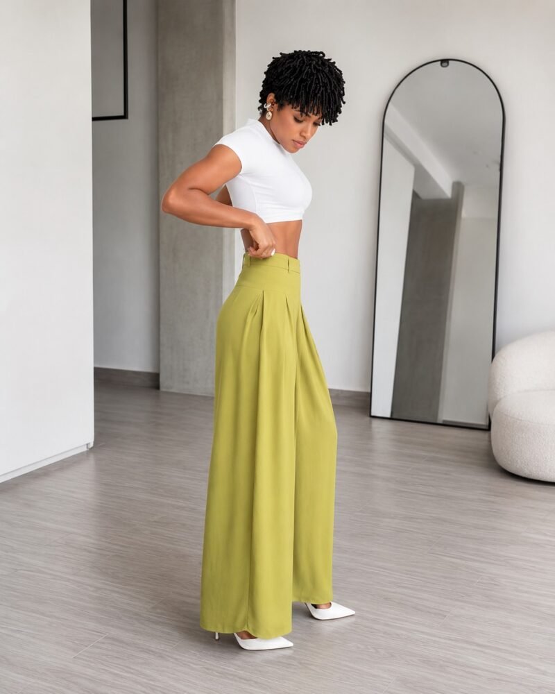 Calça Pantalona Alfaiataria Premium - Verde Lima
