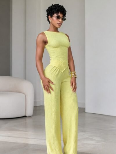 Conjunto Pantalona Ipanema Amarelo Manteiga