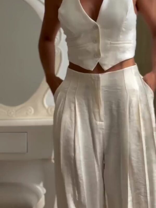 Conjunto Linho Off White - Colete e Pantalona (G)