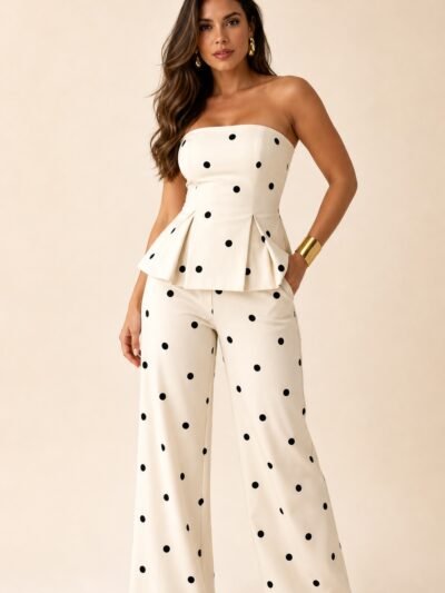 Conjunto Poá – Top Peplum e Calça Pantalona - foto 1