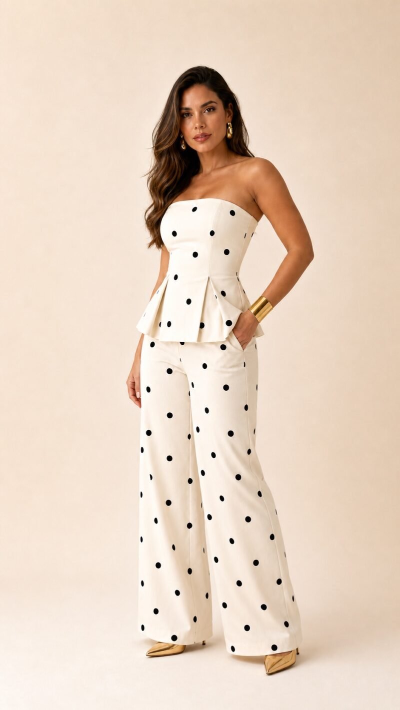 Conjunto Poá – Top Peplum e Calça Pantalona - foto 3