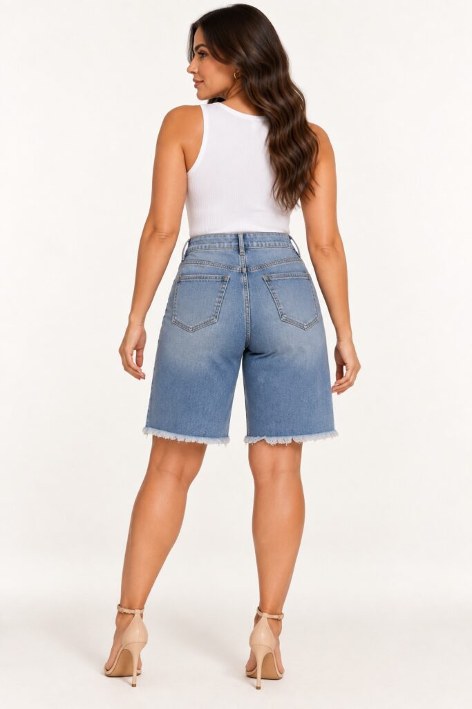 Bermuda Jeans Cravejada de Cristais