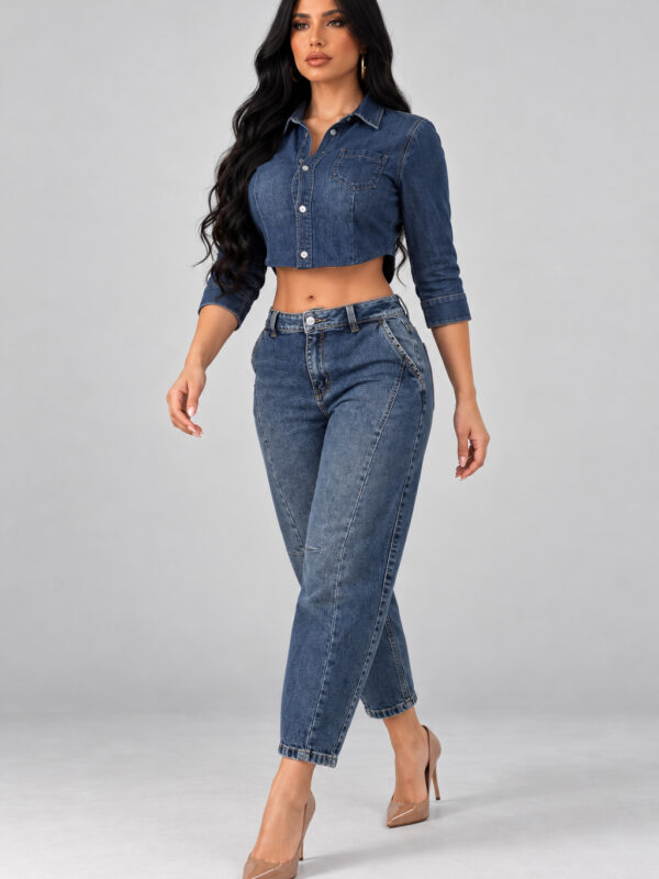 Calça Barrel Jeans Escura Morena Brazil