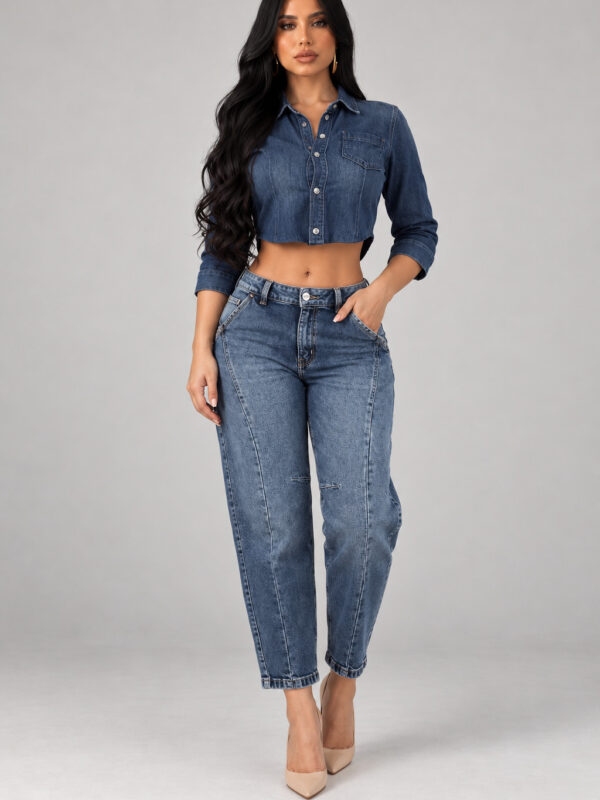 Calça Barrel Jeans Escura Morena Brazil