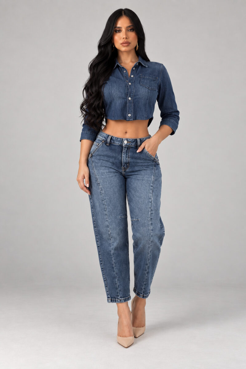 Calça Barrel Jeans Escura Morena Brazil