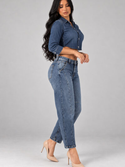 Calça Barrel Jeans Escura Morena Brazil