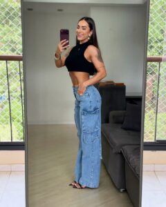 Calça Cargo Jeans Azul