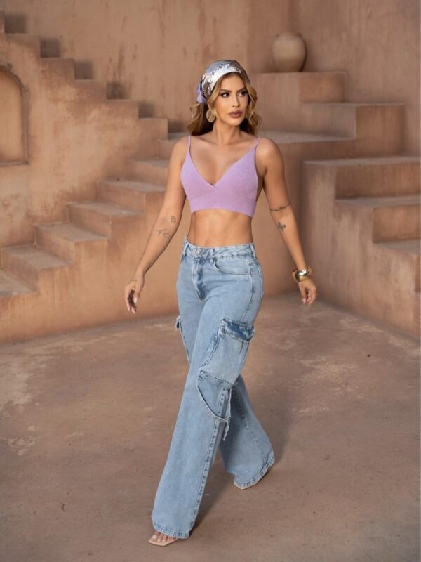 Calça Cargo Jeans Clara