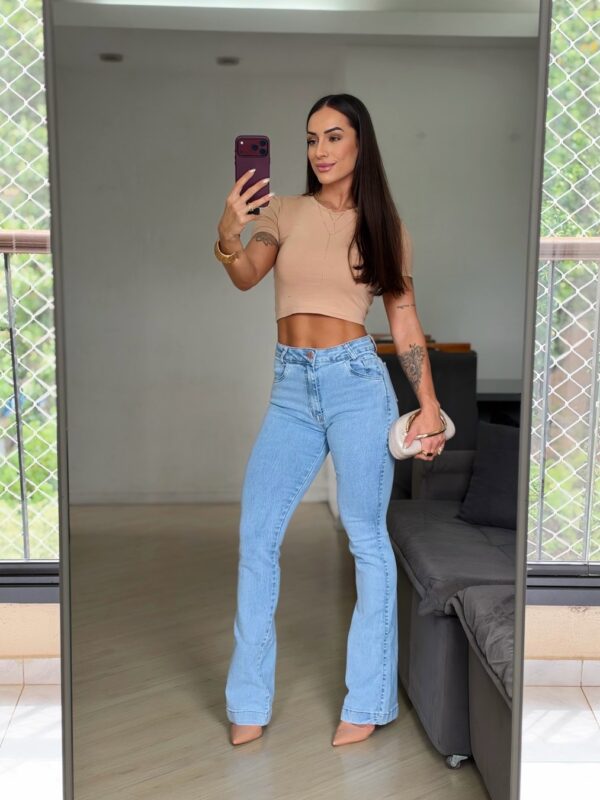 Calça Flare Jeans Claro