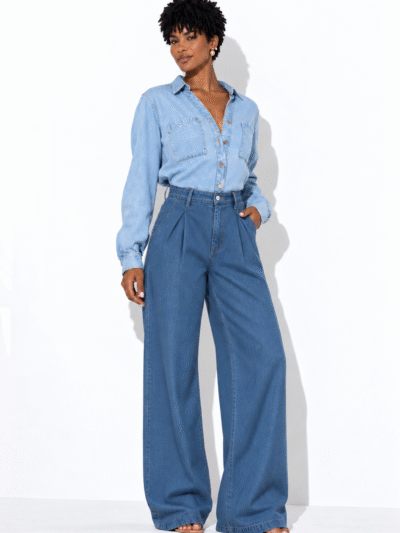 Calça Jeans Alfaiataria Morena Brazil - jeans escura