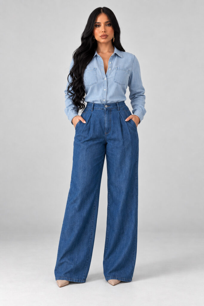 Calça Jeans Alfaiataria Premium Wide Leg