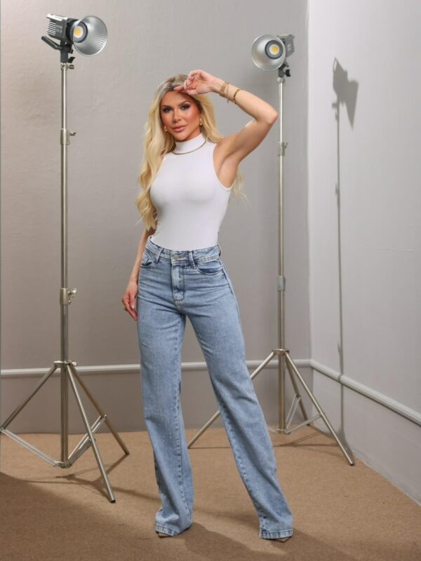 Calça Wide Leg Clara com Brilho