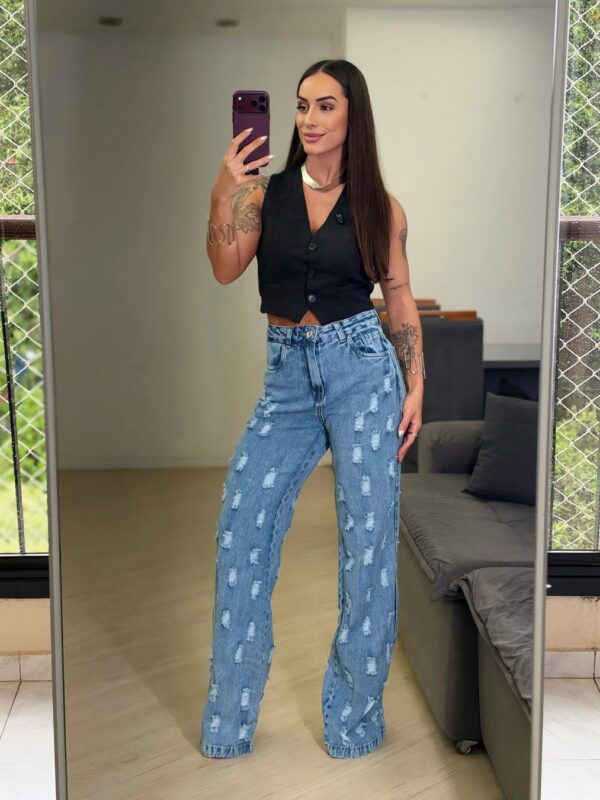 Calça Wide Leg Destroyed