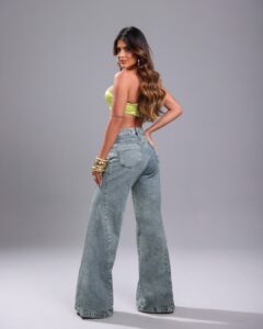 Calça Wide Leg Jeans Lavado