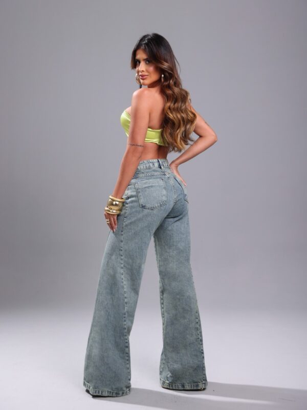 Calça Wide Leg Jeans Lavado