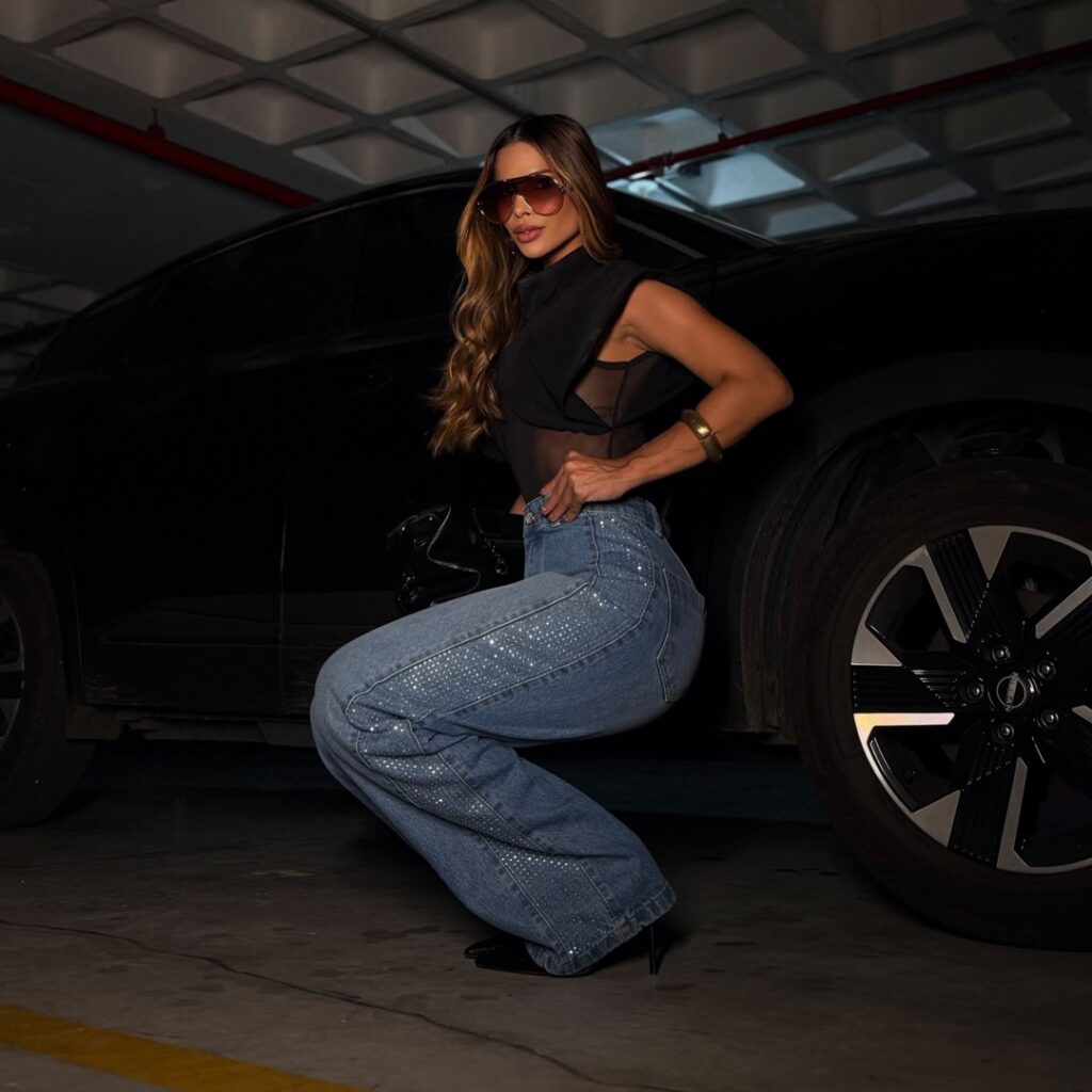 Calça Wide Leg Jeans Médio Escuro