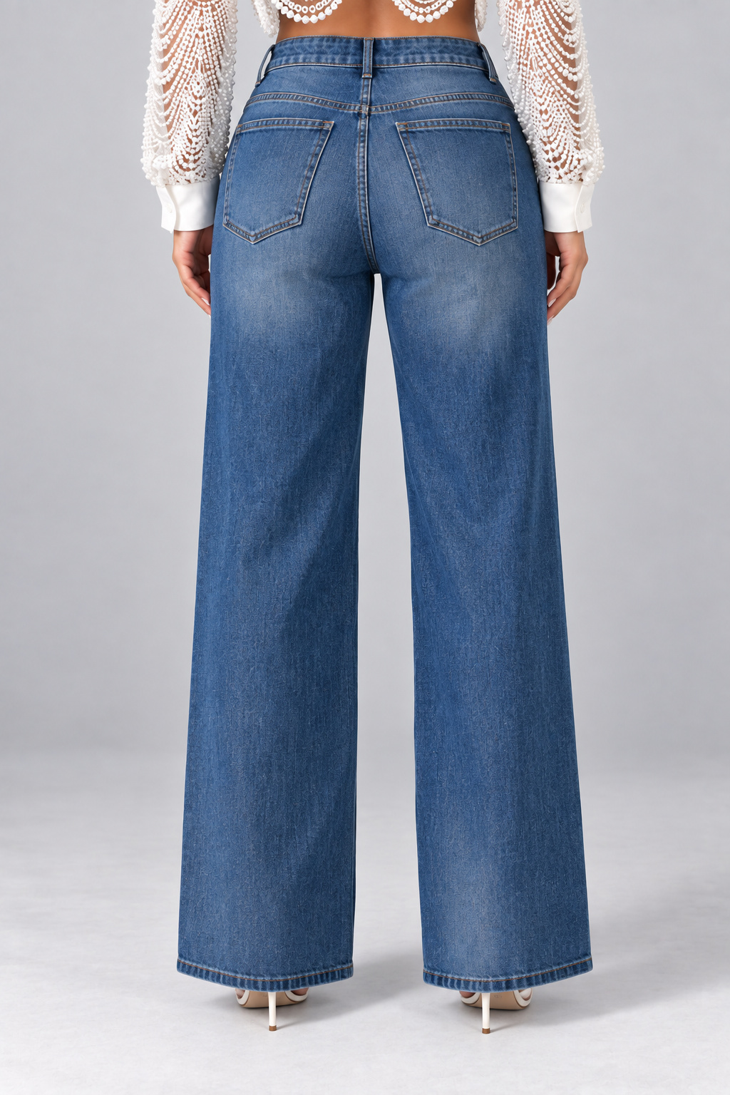 Calça Jeans Wideleg Perolada