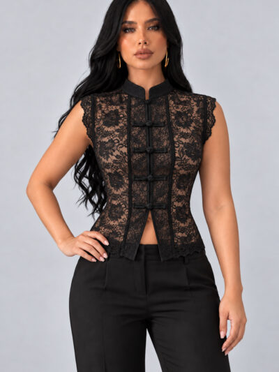 Colete de Renda Amélie preto frente