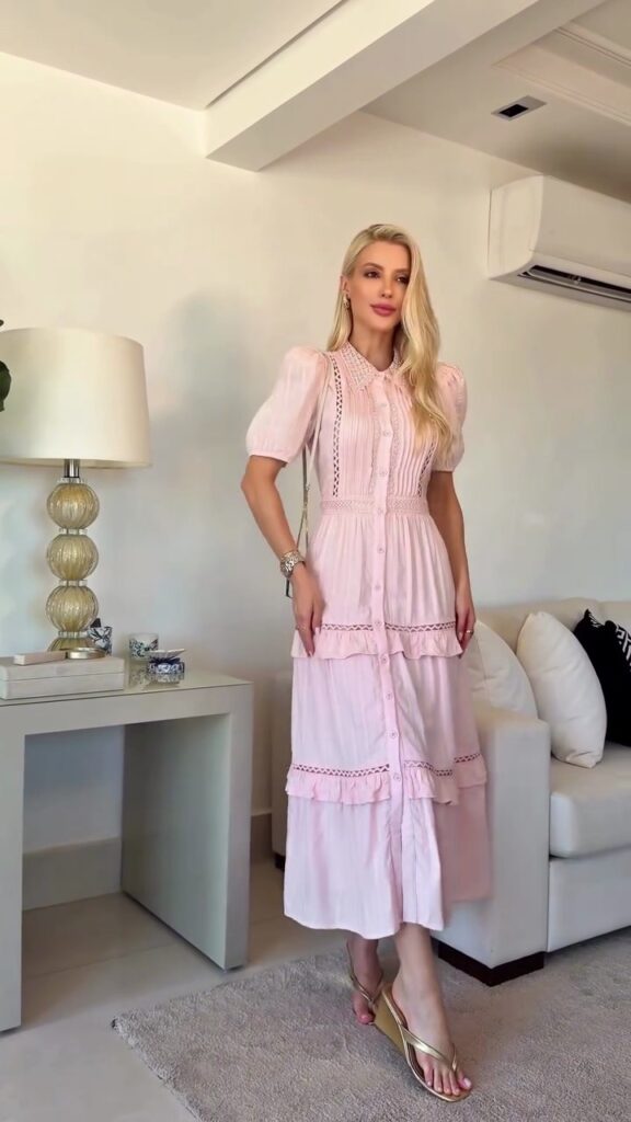 Vestido Longo Rosa Delicado