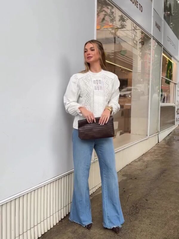 Blusa Branca Manga Bufante