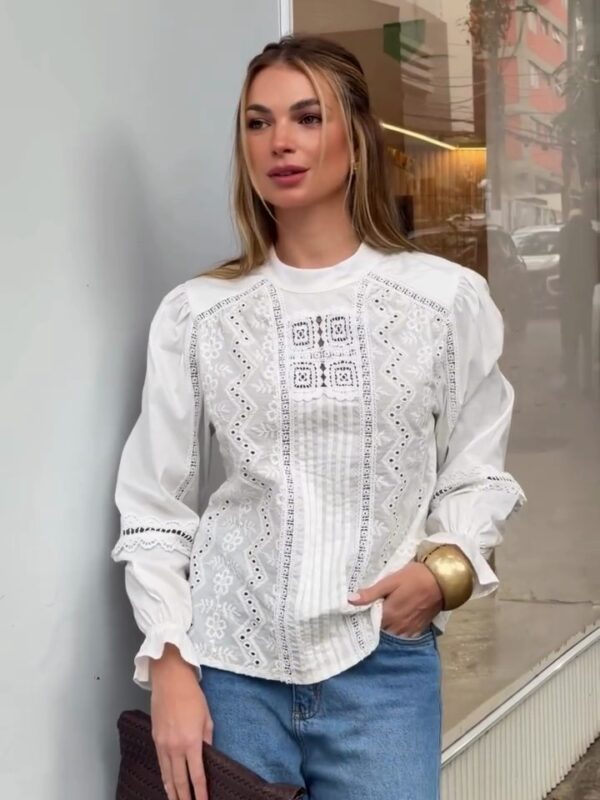 Blusa Branca Manga Bufante