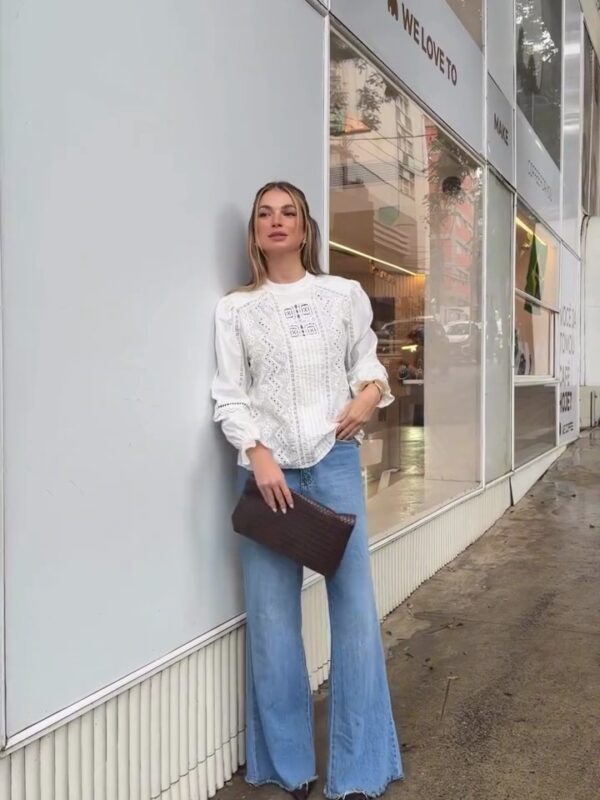 Blusa Branca Manga Bufante