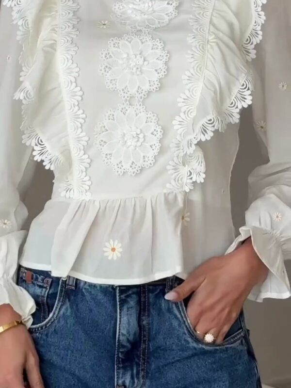 Blusa Branca Peplum Manga Longa