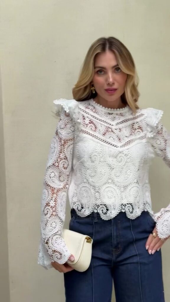 Blusa Renda Guipir Branca