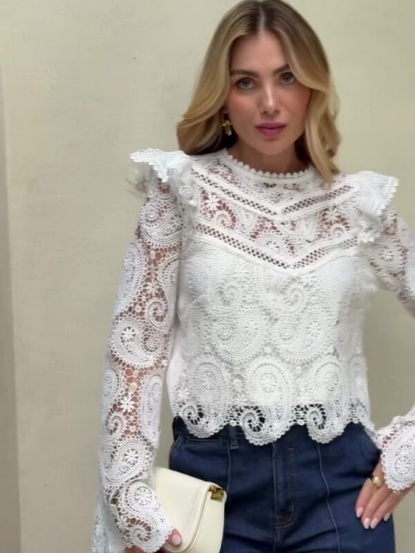 Blusa Renda Guipir Branca