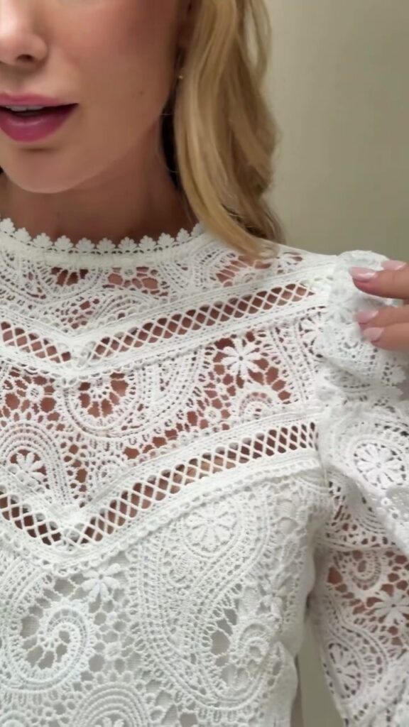 Blusa Renda Guipir Branca