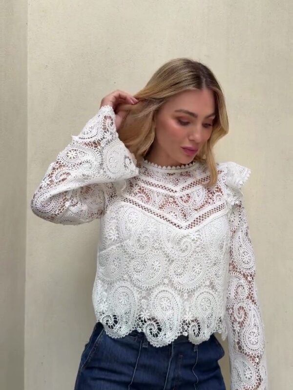 Blusa Renda Guipir Branca