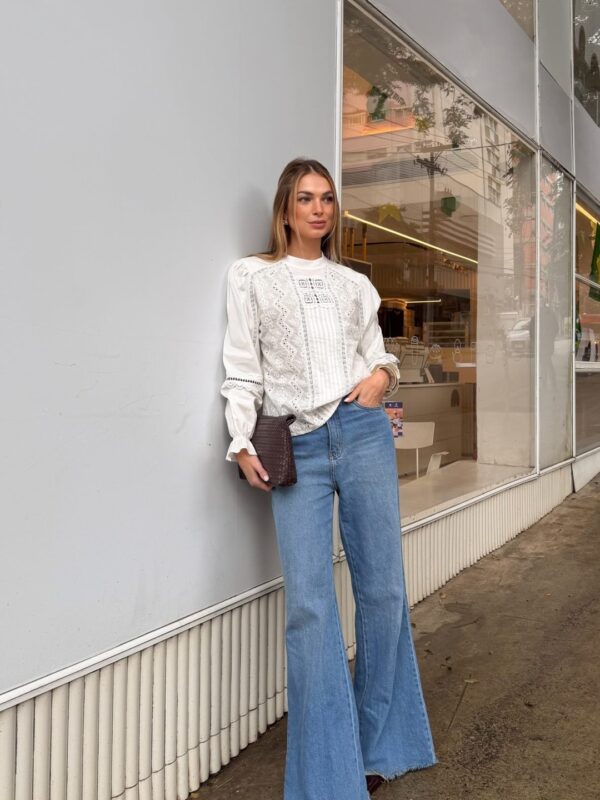 Blusa Branca Manga Bufante