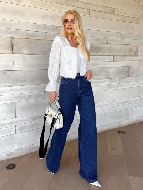 Blusa Branca Manga Longa Renda