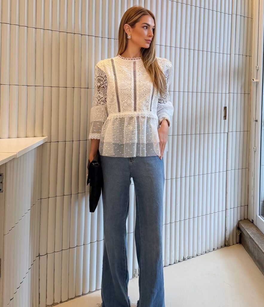 Blusa Guipir e Tule Poá