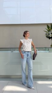 Blusa Laise Branca Manga Curta
