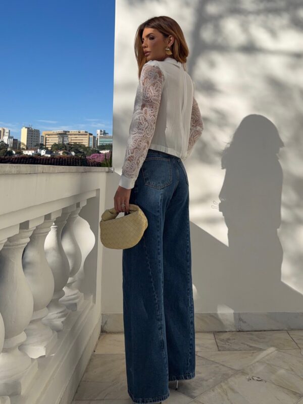 Blusa Renda Manga Longa Cinza