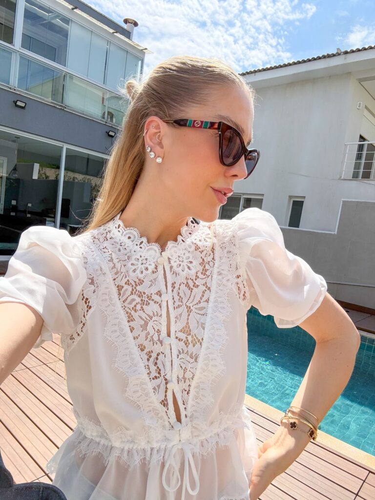 Blusa Renda Romântica Branca
