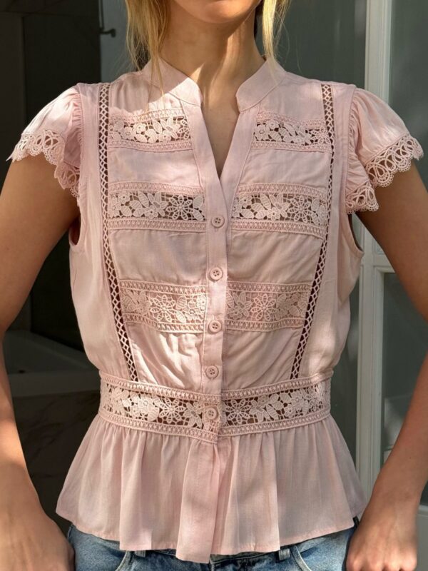 Blusa Rosé Renda Peplum
