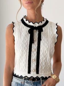 Blusa Tricot Laço Preto