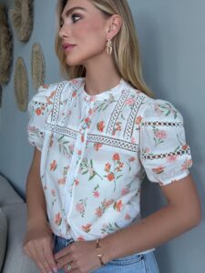 Camisa Floral Manga Bufante