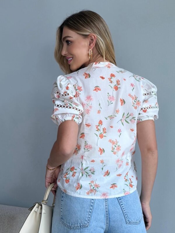 Camisa Floral Manga Bufante
