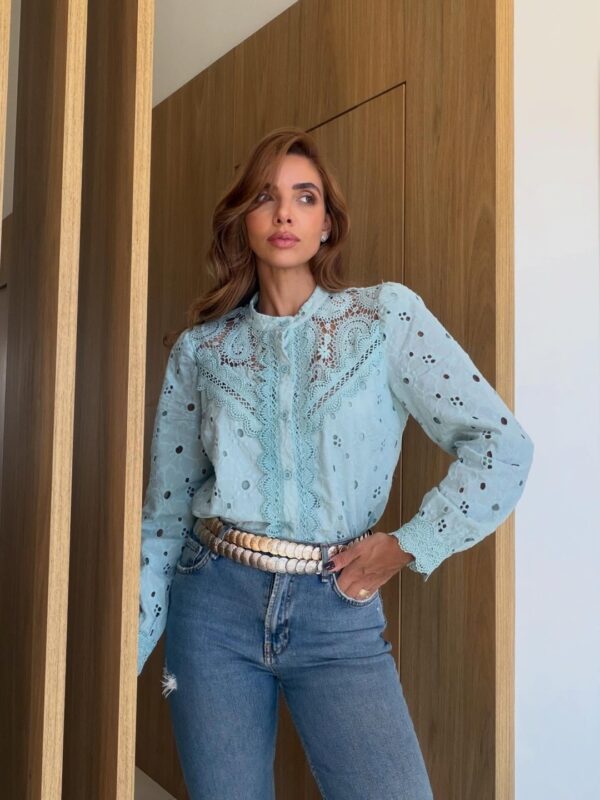 Camisa Laise Azul Guipir
