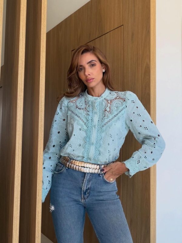 Camisa Laise Azul Guipir